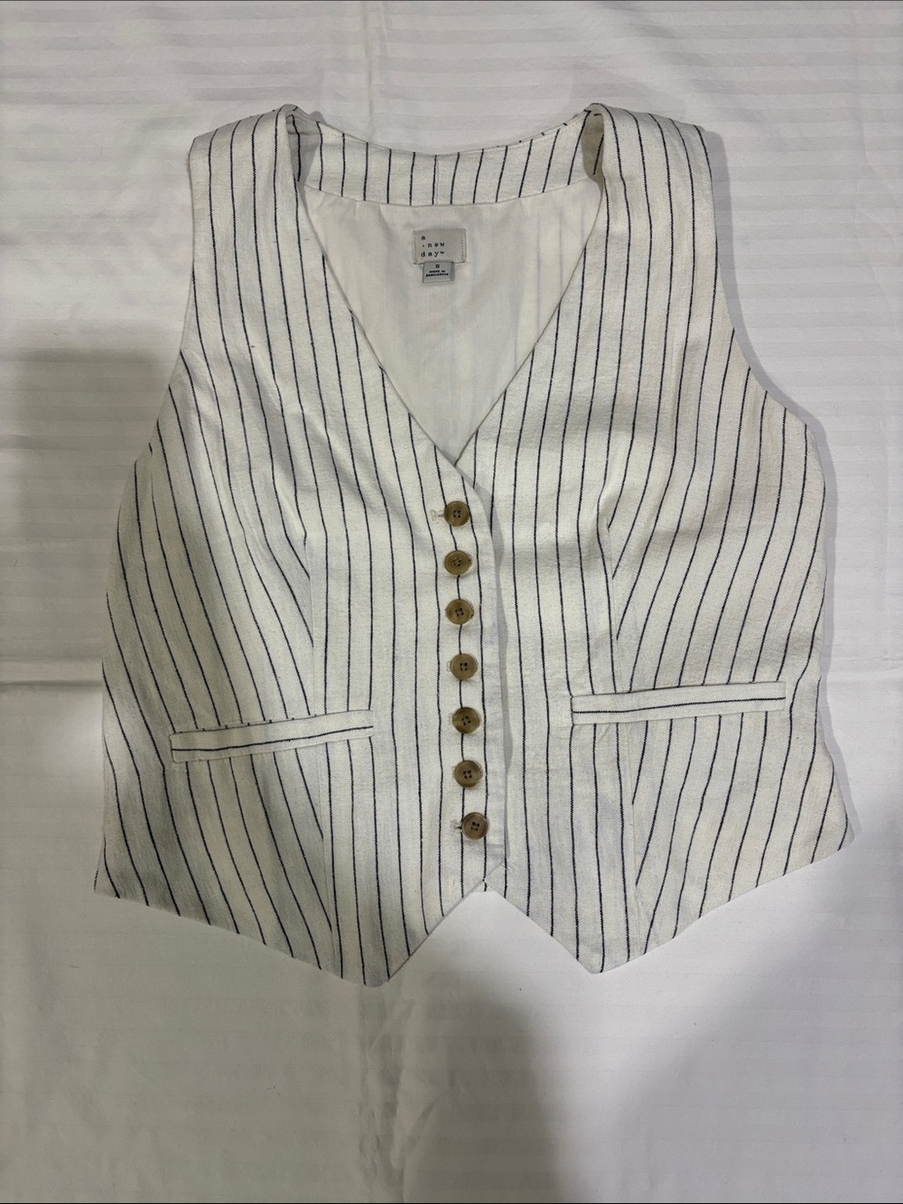 a new day Button Vest Top